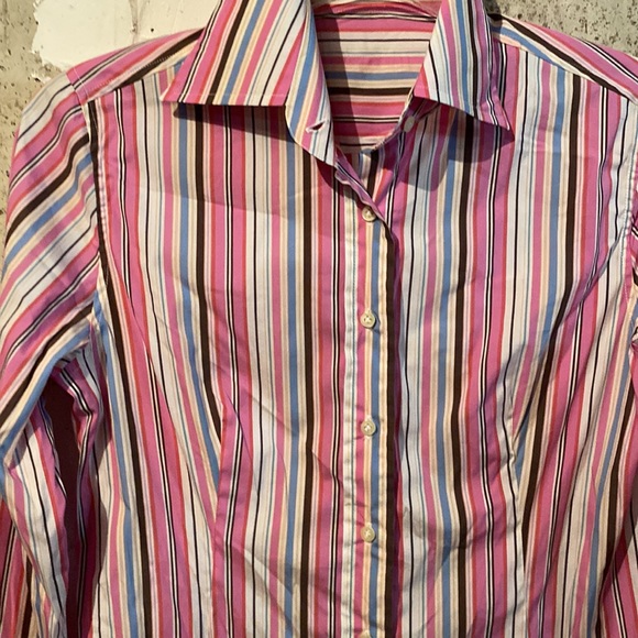 Made in Italy 🇮🇹High QualityCottonStretch Pink Striped ButtonDown Fitted Shirt - Picture 2 of 13